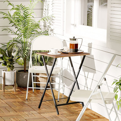 HOOBRO Folding TV Tray Tables Set of 4 with Storage Rack