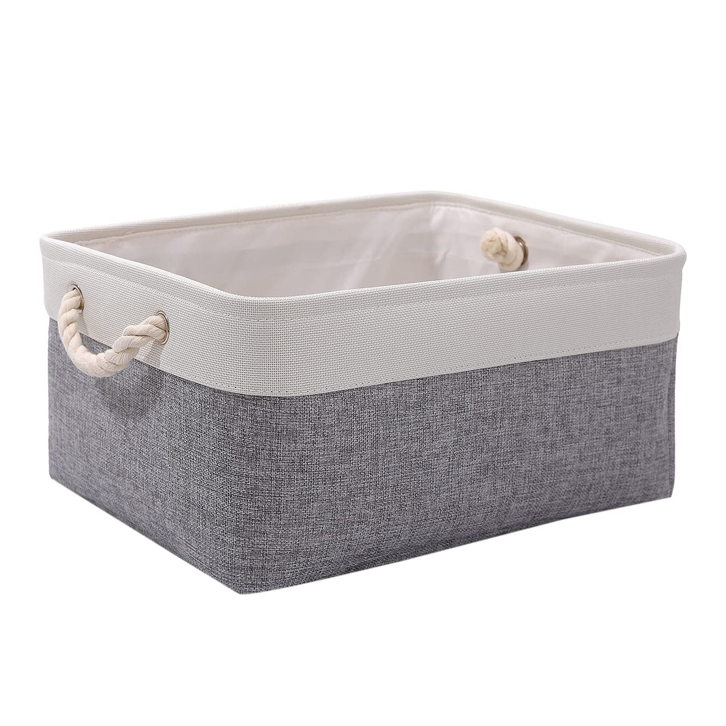 PWVMWM Small Storage Box with Handles, Foldable Wardrobe Baskets for Storage, Canvas Linen Storage Baskets for Clothes, Toys, Towels, Office Products