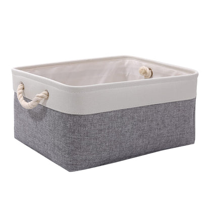 PWVMWM Small Storage Box with Handles, Foldable Wardrobe Baskets for Storage, Canvas Linen Storage Baskets for Clothes, Toys, Towels, Office Products