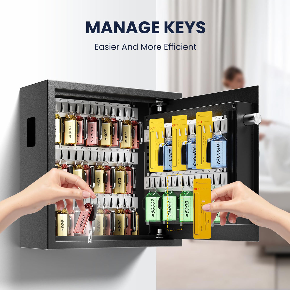 KornerBatl Electronic 65 Key Safe Wall Mounted, Key Lock Box With Code