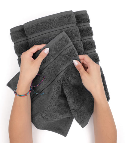 American Soft Linen Luxury 3 Piece Towel Sets, 1 Bath Towel 1 Hand Towel 1 Washcloth, 100% Turkish Cotton Towels for Bathroom, Gray Towel Set