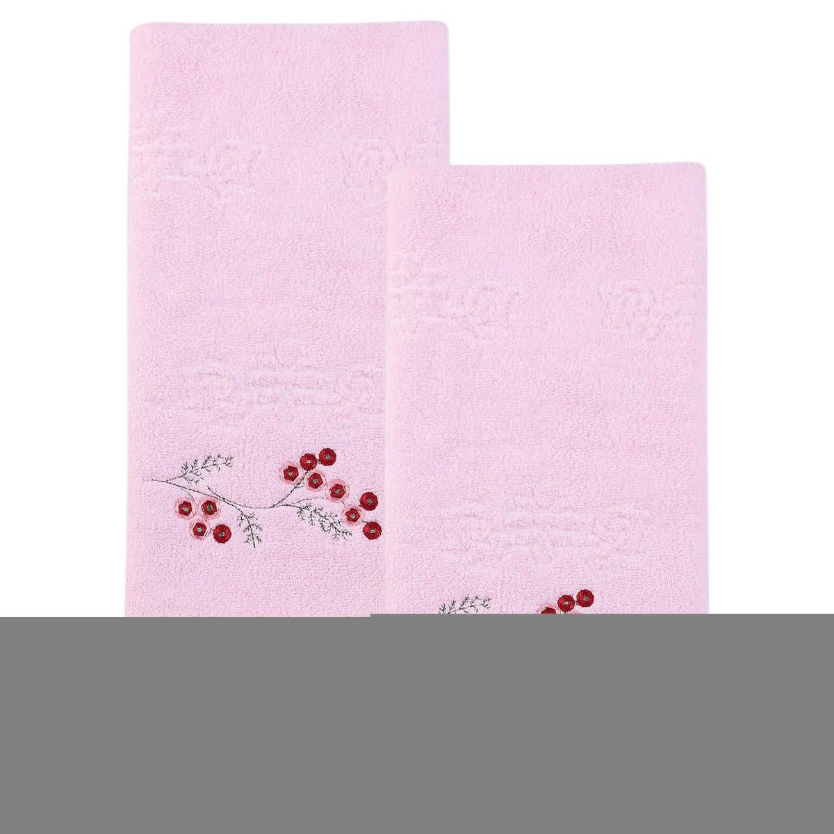 HMETOL Cotton Embroidered Floral Ultra Soft Absorbent Hand Towels 2 Pack