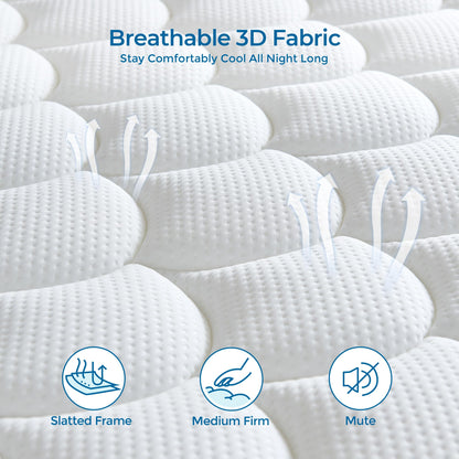 dosleeps Small Double Mattress 4FT,10 Inch Extra Thick 9-Zone Orthopedic Mattress with Memory Foam & Pocket Springs and 3D Breathable Fabric- Motion