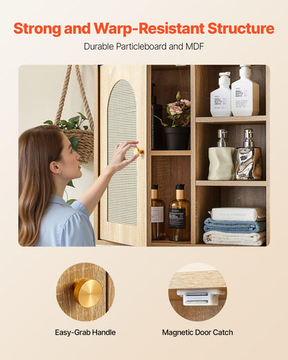VEVOR Bathroom Wall Cabinet, Door and Adjustable Shelf with 5 Height Levels, Over the Toilet Storage Medicine Cabinet Wall Mounted