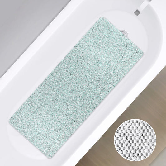 Extra Long Bath Mat Non Slip Anti Mould, Loofah Shower Mas for Inside Shower, 100 x 40 cm Bathtub Mat with Drain, Washable, Quick Dry Bath Mats for