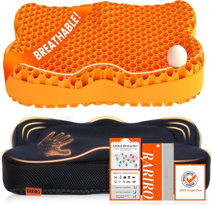 Double-Layer Honeycomb Gel Seat Cushion, Pressure Relief for Long Sitting