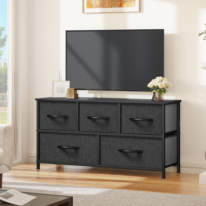 YITAHOME Wide Chest of Drawers with 5 Drawers, Fabric Dressers with Easy Pull Handle,Sturdy Steel Frame,Storage Drawers for Bedroom, Closet, Clothes