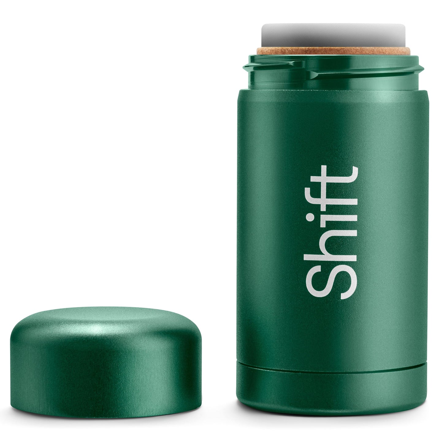 Shift - 100% Plastic Free, Natural Refillable Sensitive Deodorant Set - Green Shell - Unscented Refill - No Aluminium, No Baking Soda