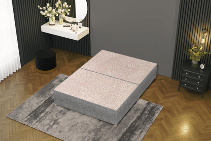 Bed Centre Tweed Grey Flexby Divan Bed Base – Upholstered Platform Frame | Super King (6FT) | Optional Headboard & Storage Drawers