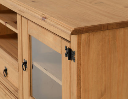 Seconique Corona Entertainment Unit in Distressed Waxed Pine/Glass