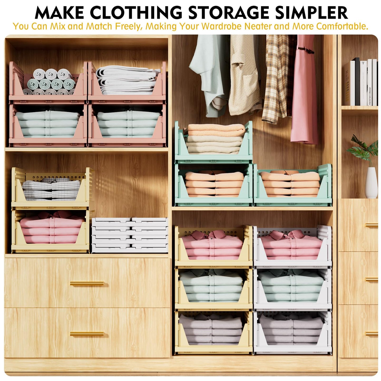 SNSLXH Upgraded Folding Closet Organisers,Wardrobe Storage Organiser 4Pack