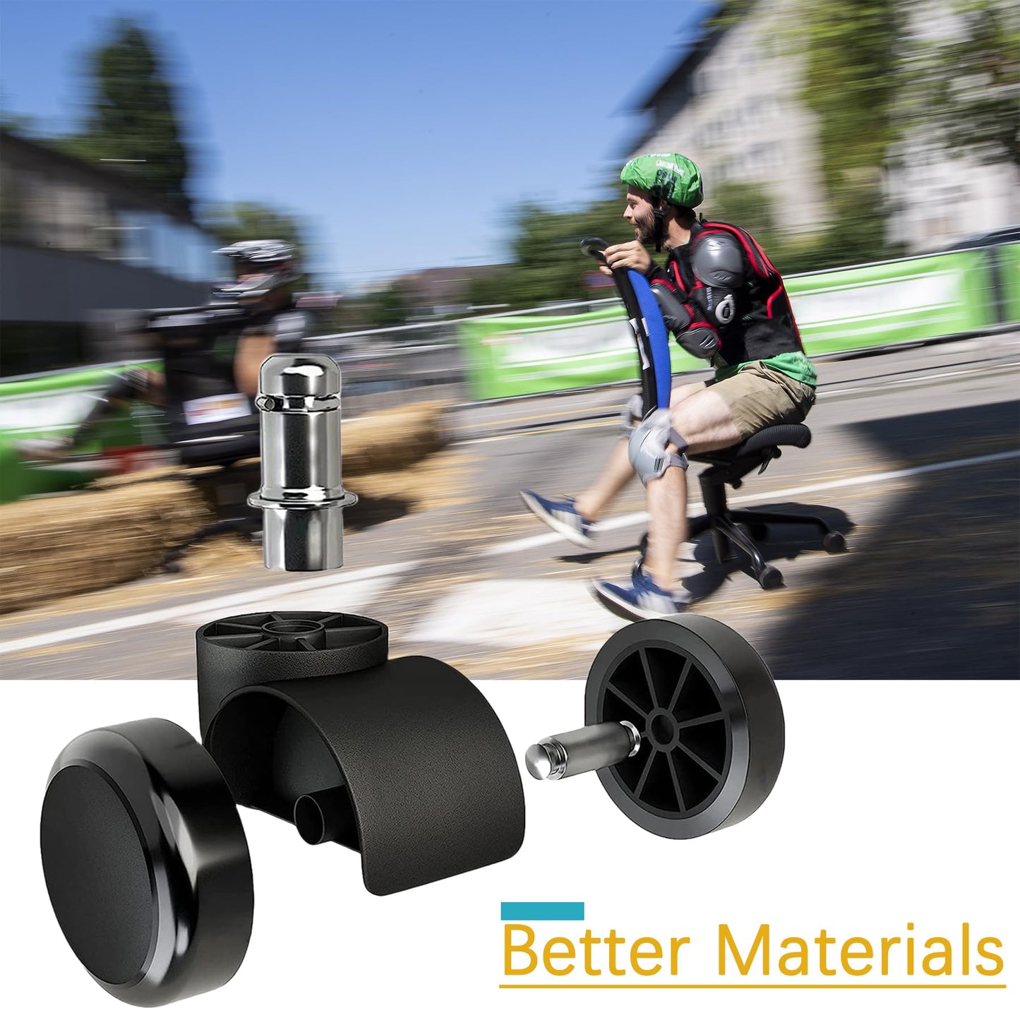 2 Inch Black Silent Stemless Caster,Office Chair Wheels Replacement Chair Casters,Furniture Casters
