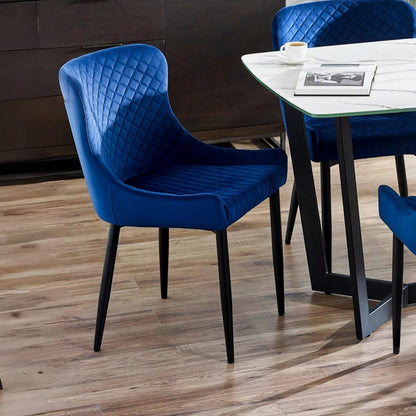 Julian Bowen Luxe Dining Chairs, Set of 2, Blue - H82 x W50 x D62cm
