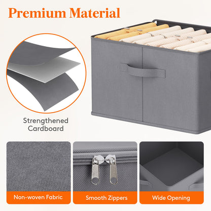 Lifewit Wardrobe Storage Box with lid, 30L, 40x30x25 cm, Grey, 3 Pack