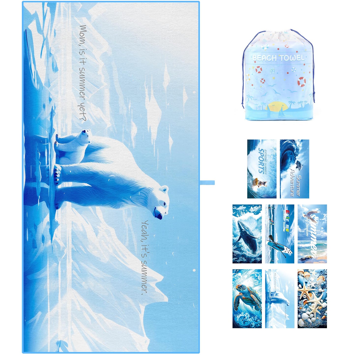 ZIOSINM Beach Towel Microfiber Beach Towel for Adult, 180 * 90cm Extra Large Beach Towel for Swimming, Beach, Travel, Sand Free, Quick Dry