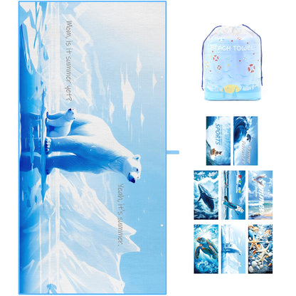 ZIOSINM Beach Towel Microfiber Beach Towel for Adult, 180 * 90cm Extra Large Beach Towel for Swimming, Beach, Travel, Sand Free, Quick Dry