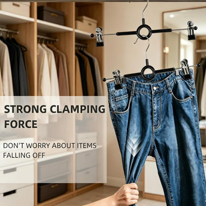 Trouser Hangers with Clips,10Pack 30cm Adjustable Heavy Duty Metal Coat Hangers,Space Saving Skirt Hangers for Women,Non-Slip Shorts Jeans Pants