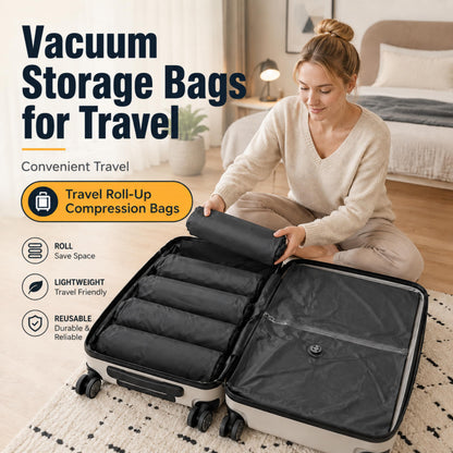 Small Vacuum Storage Bags for Travel, 2Pack Vacuum Storage Bags,Reusable Oxford Cloth Vacuum Pack Bags Compatible withSuitcase Luggage Space