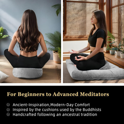 hunnidspace Meditation Cushion with Washable Premium Velvet Cover,100% Memory Foam Square Floor Cushion and Buckwheat Cushion Seating for Adults and
