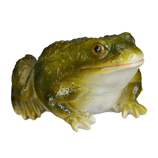 Relaxdays Garden Frog Figurine, Weatherproof, For Balcony, Patio, Pond, Poly-resin, Decor Toad Ornament, Green