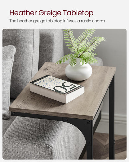 VASAGLE C-Shaped Side Table, Bedside Table, Sofa Side Table, with Metal Frame, Industrial, for Living Room, Bedroom, Heather Greige and Black