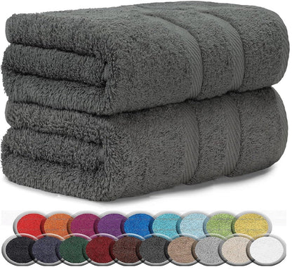LoomTrove Pack of 2 Extra Large Jumbo Bath Sheets 100 x 200 cm 100% Egyptian Combed Cotton XL Towels Quick Dry Big Bath Sheet Super Soft Hotel