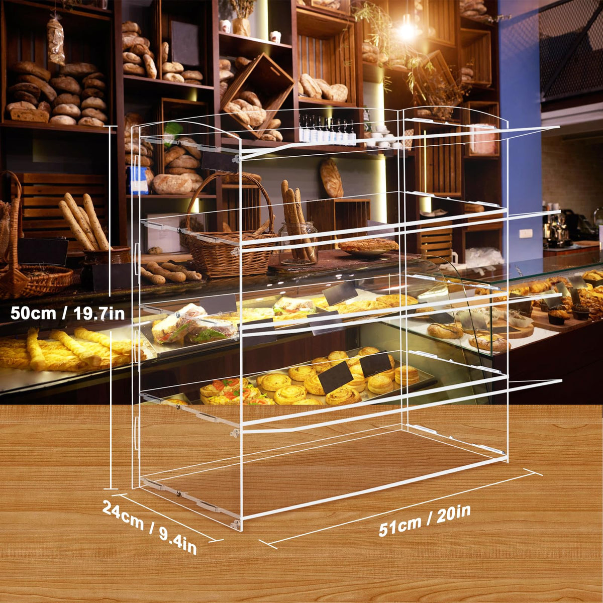 BAOSHISHAN Acrylic Pastry Display Case 4-Tier Cake Display Cabinet