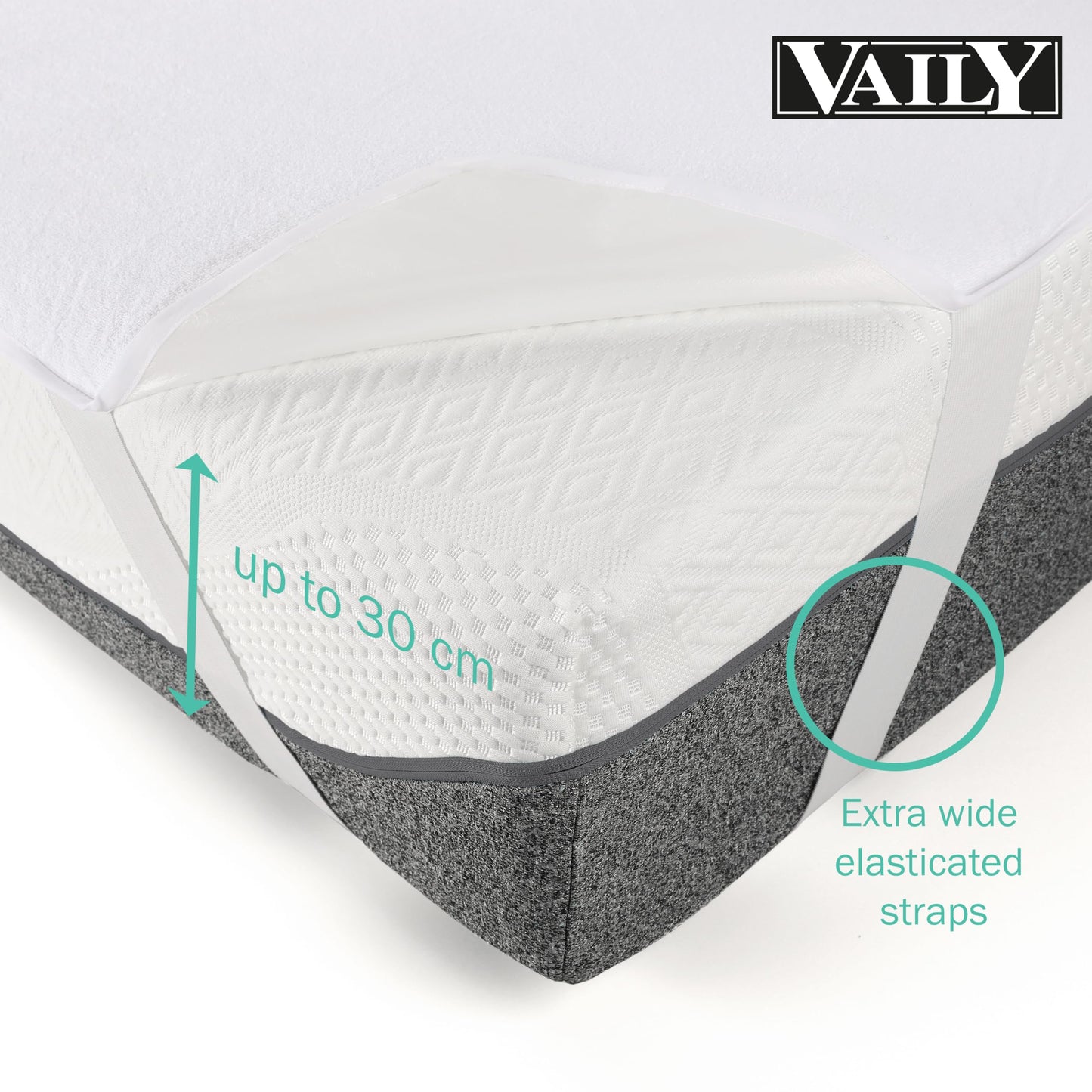 Vaily Mattress Protector 180 x 200 cm – Oeko-Tex Certified Mattress Protector, Waterproof and Washable Mattress Topper