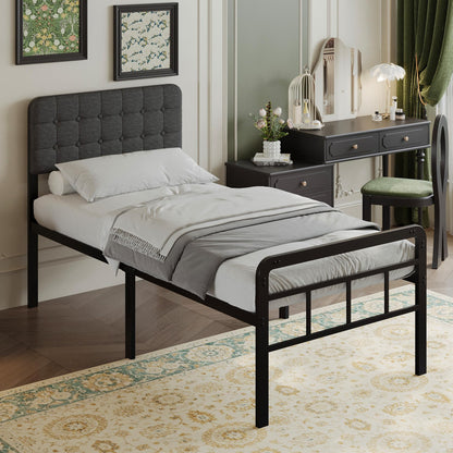 EMODA 3ft Single Bed Frame with Upholstered Headboard and Footboard