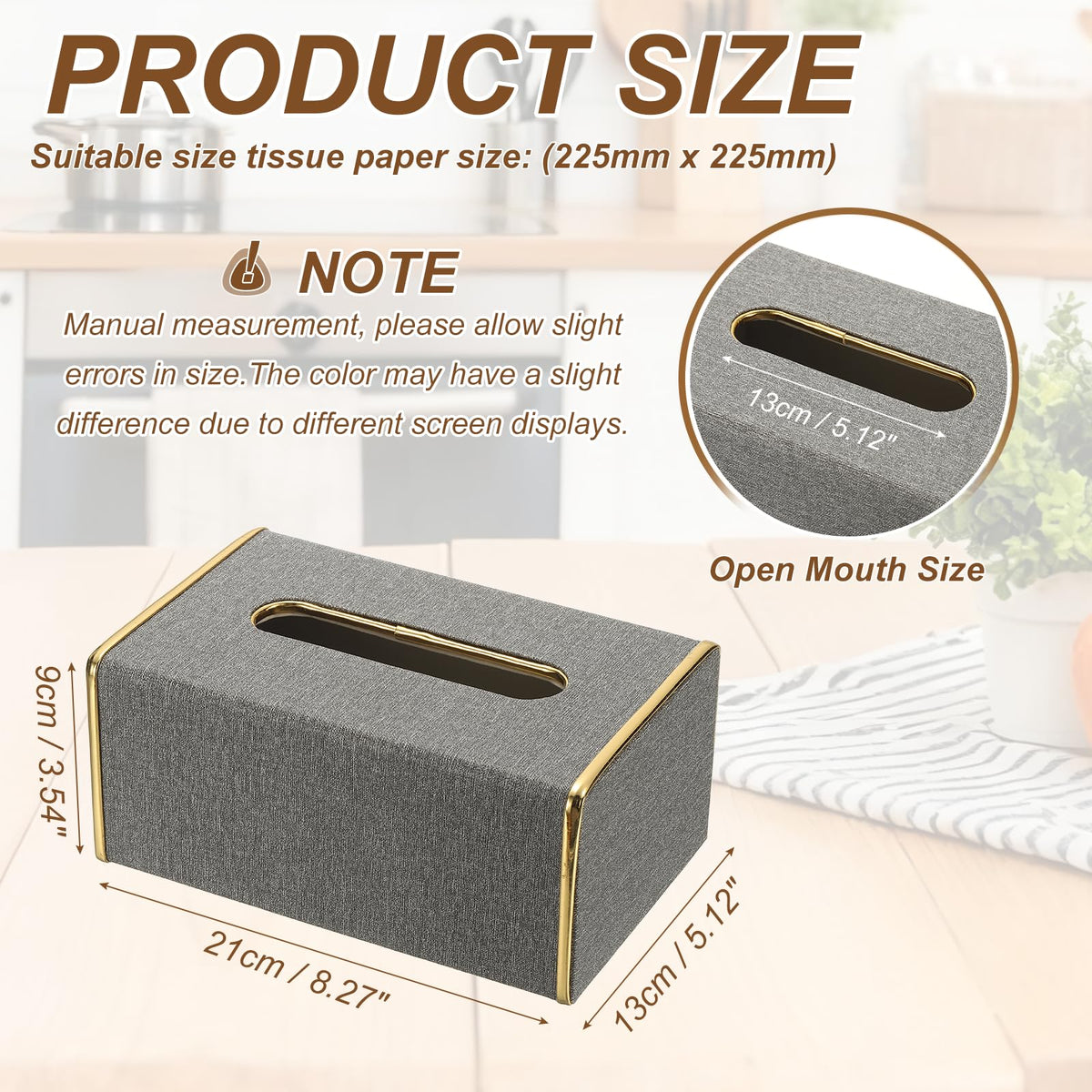 sourcing map Tissue Box Cover, Rectangle Modern Tissue Box Holder with Magnetic Closure for Living Room Bedroom Office Hotel Desk