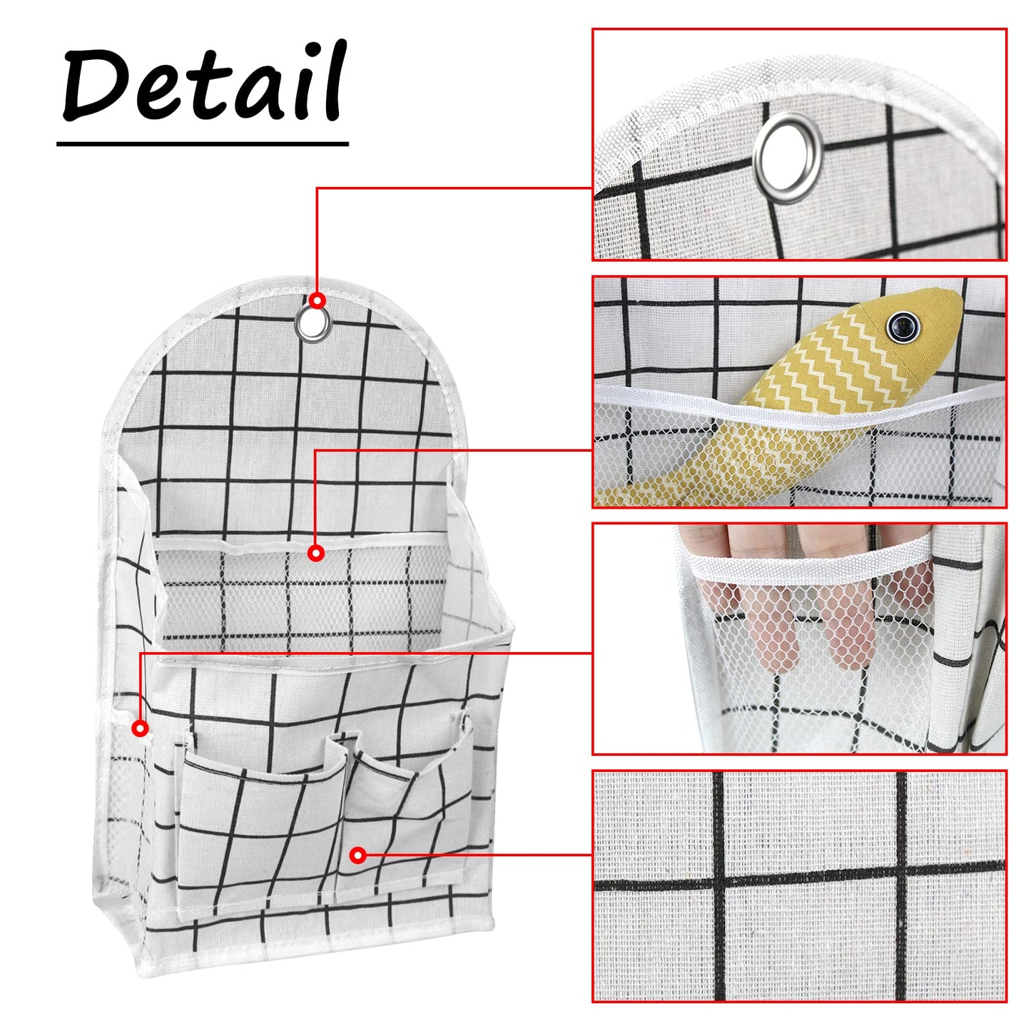 FuninCrea Wall Hanging Storage Bag, 3-Layer Hanging Pocket with Non-marking hook Waterproof Door Closet Organizer for Bedroom, Bathroom, Kitchen