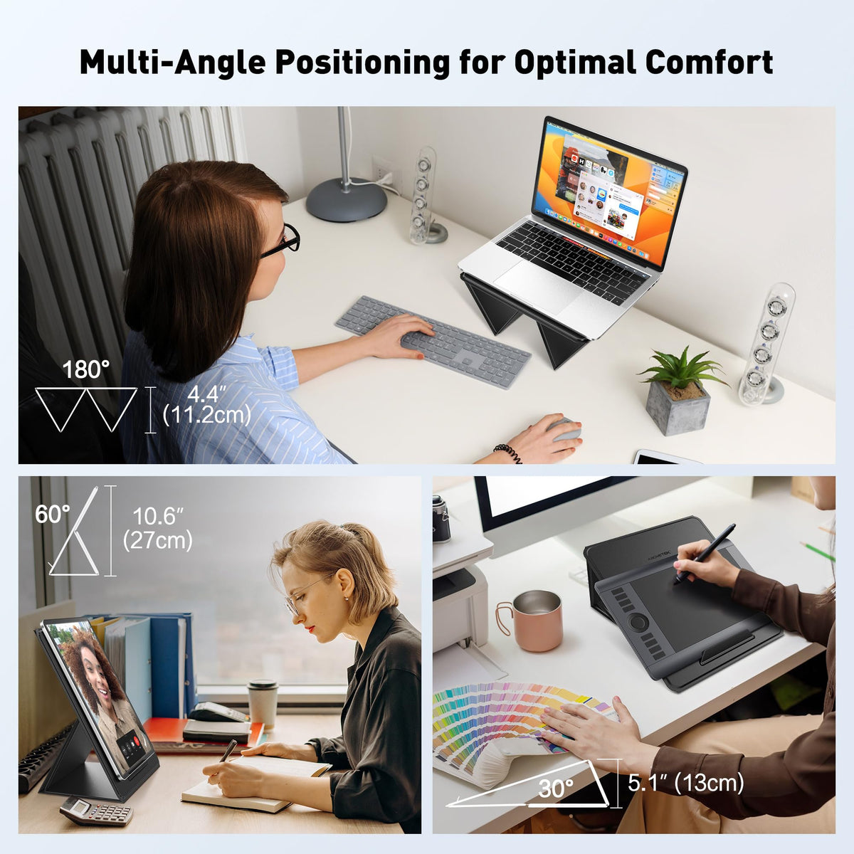 AboveTEK Ultra-Sleek Portable Laptop Lap Stand, 2-in-1 Foldable MacBook Stand for Desk & iPad Tablet Stand Holder