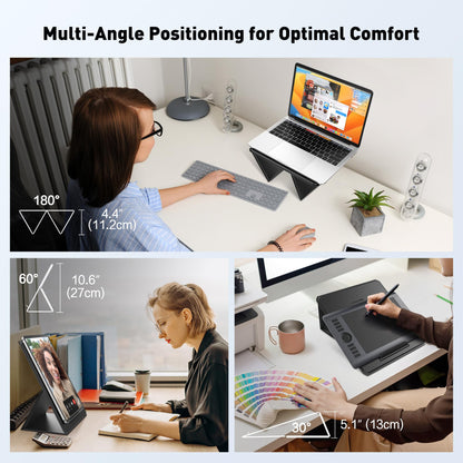 AboveTEK Ultra-Sleek Portable Laptop Lap Stand, 2-in-1 Foldable MacBook Stand for Desk & iPad Tablet Stand Holder