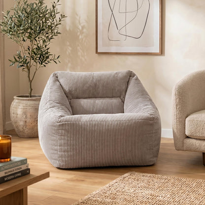 icon Natalia Cord Bean Bag Chair with Filling Included, Grey