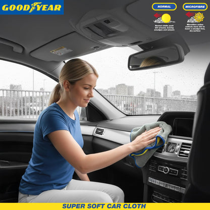 Goodyear Luxury Valet Cloth Large Deep pile for absorbency| For showroom perfect finish |2 in 1 luxury car cloth| Microfibre technology| Cleaning