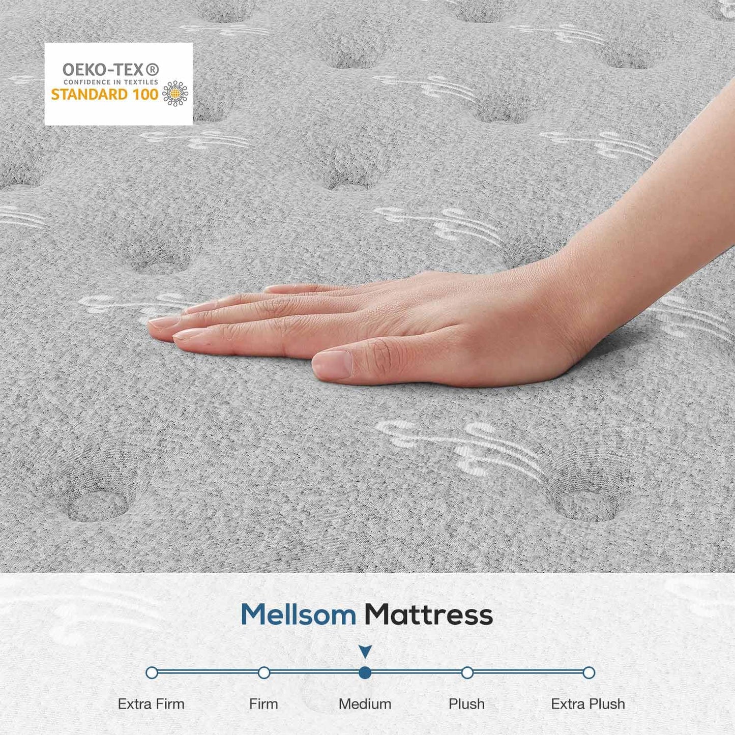 Mellsom Single Mattress, Memory Foam Pocket Sprung Mattress, Medium Firm