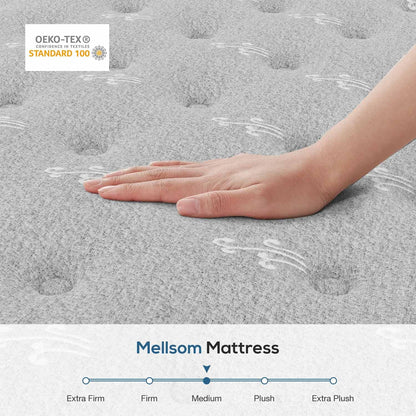 Mellsom Single Mattress, Memory Foam Pocket Sprung Mattress, Medium Firm