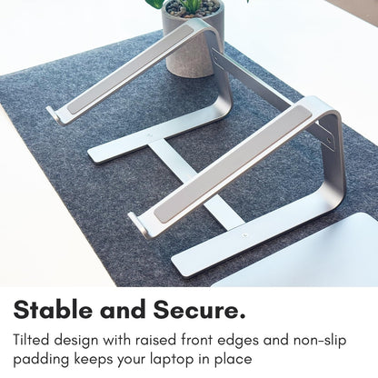Macally Aluminum Laptop Stand for Desk - Works with All MacBook/Pro/Air & Laptops Between 10” to 17.3” - Sleek and Sturdy Laptop Riser - (ASTANDSG)