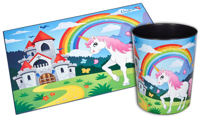 Läufer Runner trash, 13 litre trash can, Perfect for the nursery, Round, Sturdy Plastic, Unicorn