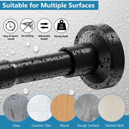 WELDUN Extendable Shower Curtain Rod, Curtain Tension Pole 48-226CM, No Drill Telescopic Curtain Pole