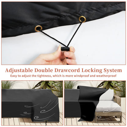 RICHIE L-Shape Garden Furniture Covers Waterproof, Outdoor Patio Rattan Corner Sofa Cover, L Shape Garden Sofa Covers Heavy Duty Windproof Rip Proof