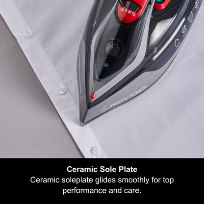 Morphy Richards Powersteam Elite LED Steam Iron, Non Stick Ceramic Soleplate, 35g Output, Vertical option, Self Clean, Anti Drip, Digital Controls, 3m