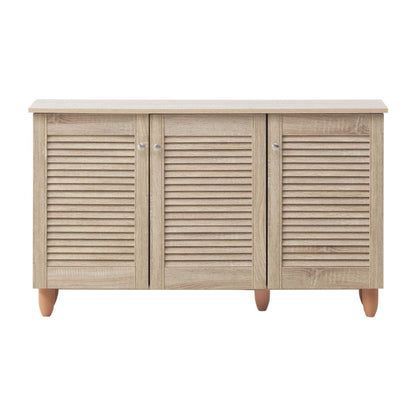 TAD TIMBER ART DESIGN UK Modern Shoe Storage Cabinet 3 Doors Footwear Stand Rack Unit Cupboard Sonoma Oak