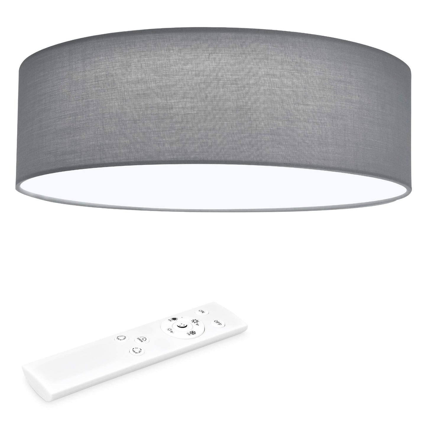 Navaris 22W LED Ceiling Light - 40cm Diameter Remote Controlled Round Flush Mount Ceiling Lamp with Dimmer, Temperature Change- Light Grey