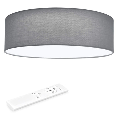 Navaris 22W LED Ceiling Light - 40cm Diameter Remote Controlled Round Flush Mount Ceiling Lamp with Dimmer, Temperature Change- Light Grey