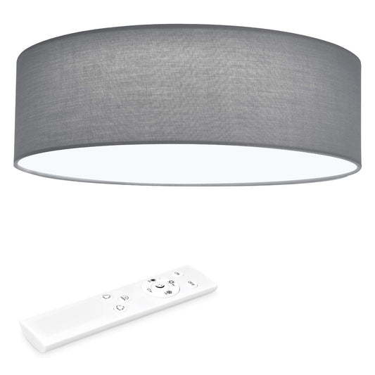 Navaris 22W LED Ceiling Light - 40cm Diameter Remote Controlled Round Flush Mount Ceiling Lamp with Dimmer, Temperature Change- Light Grey
