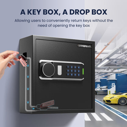 KornerBatl Electronic 65 Key Safe Wall Mounted, Key Lock Box With Code