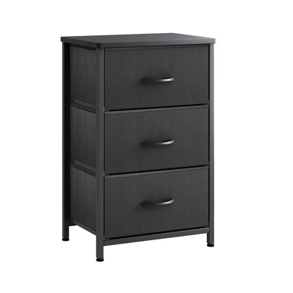 VERMESS Bedroom Chest of Drawers, 3 Fabric Drawer Dresser, Bedside Table, Small End Table for Living Room, Wooden Cabinet Bedside