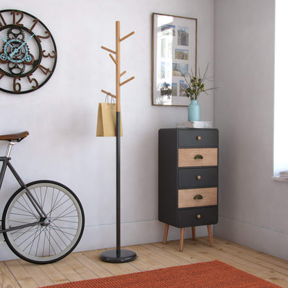 Versa Malmö Floorstanding Coat Rack ideal for hallway or entryway, with 6 Clothes or Bag Hooks or Hangers for the Hallway, Measurements