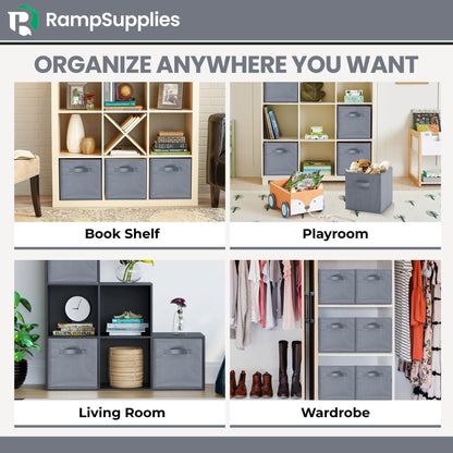 RampSupplies Foldable Storage Cubes with Handles, 30cm x 30cm x 30cm,Fabric Storage Boxes